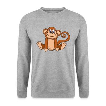 Funny Cute Cool Monkey - Unisex Sweatshirt - salt & pepper - Front - Alina (178cm) & Michal (187cm)