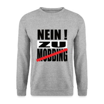 Gegen Mobbing Nein zu Mobbing - Unisex Pullover - Weißgrau meliert - Vorne - Alina (178cm) & Michal (187cm)