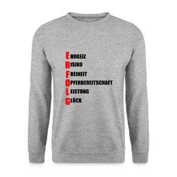 Erfolg - Unisex Pullover - Weißgrau meliert - Vorne - Alina (178cm) & Michal (187cm)