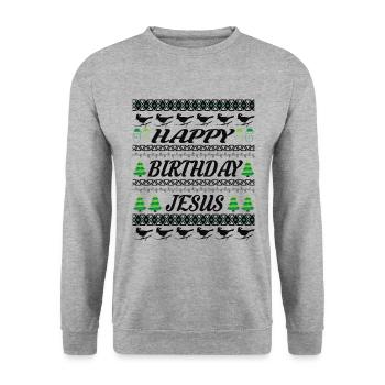 Joyeux Noël et Joyeux réveillon de Noël - Sweat-shirt Unisexe - gris chiné - Devant - Alina (178cm) & Michal (187cm)
