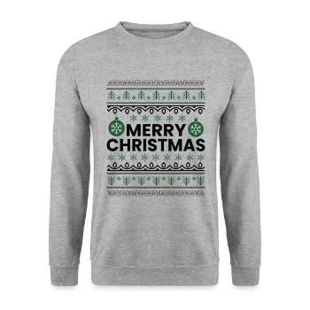 Joyeux Noël et Joyeux réveillon de Noël - Sweat-shirt Unisexe - gris chiné - Devant - Alina (178cm) & Michal (187cm)