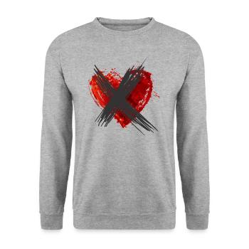 Anti Valentin - Coeur Traversé - Sweat-shirt Unisexe - gris chiné - Devant - Alina (178cm) & Michal (187cm)