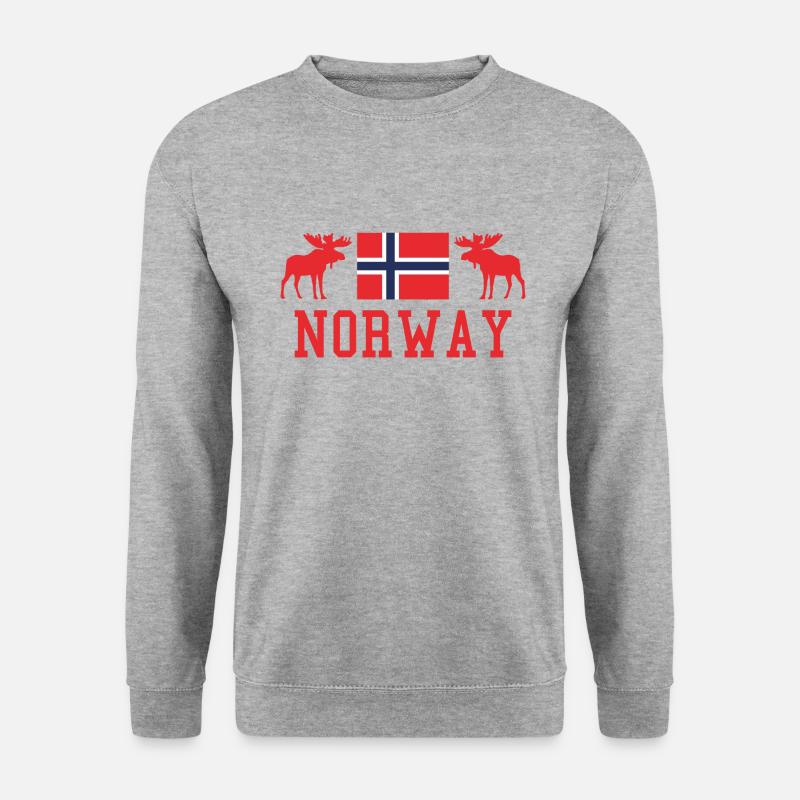 Norway Flag Moose - Unisex Pullover - Weißgrau meliert