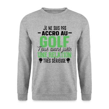 Golf Golfeur Balle Clubs de Golfs Cadeau Humour - Sweat-shirt Unisexe - gris chiné - Devant - Alina (178cm) & Michal (187cm)