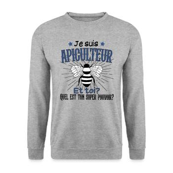 Apiculture Apiculteur Abeilles Abeille Miel Humour - Sweat-shirt Unisexe - gris chiné - Devant - Alina (178cm) & Michal (187cm)