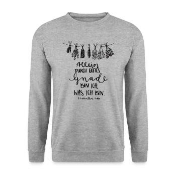 Allein Gottes Gnade by Veve - Unisex Pullover - Weißgrau meliert - Vorne - Alina (178cm) & Michal (187cm)