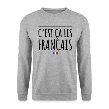 C'est ça les français - Sweat-shirt Unisexe - gris chiné - Devant - Alina (178cm) & Michal (187cm)