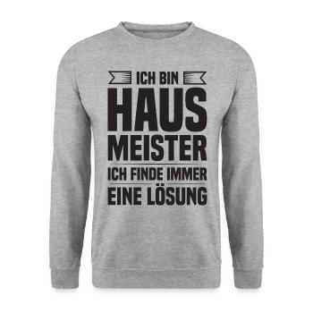 Ich bin Hausmeister ich finde Lösung Gebäudewart - Unisex Pullover - Weißgrau meliert - Vorne - Alina (178cm) & Michal (187cm)