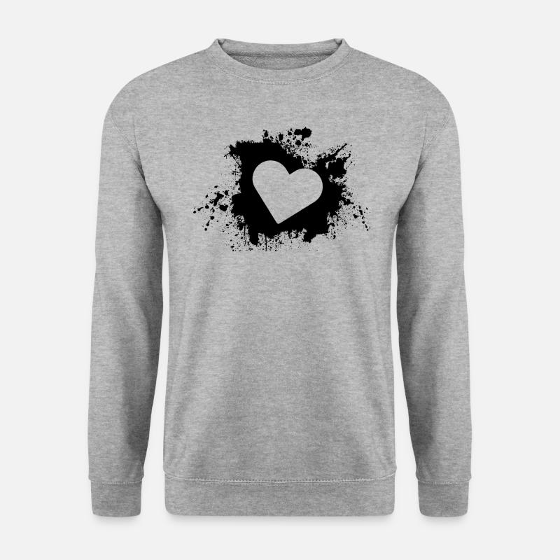 Herz - Unisex Pullover - Weißgrau meliert