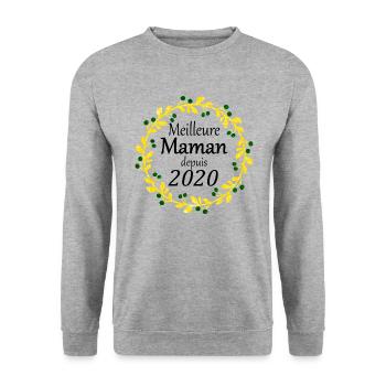 Meilleure Maman depuis 2020 - Sweat-shirt Unisexe - gris chiné - Devant - Alina (178cm) & Michal (187cm)