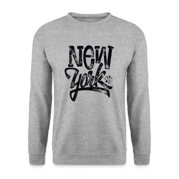 Distressed New York - Unisex Sweatshirt - salt & pepper - Front - Alina (178cm) & Michal (187cm)
