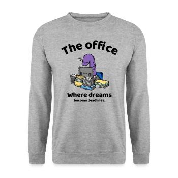 Where dreams become deadlines - The office - Unisex Pullover - Weißgrau meliert - Vorne - Alina (178cm) & Michal (187cm)