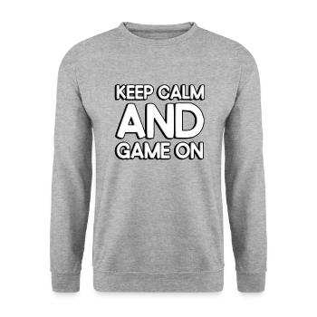 Keep calm and game on - Unisex Pullover - Weißgrau meliert - Vorne - Alina (178cm) & Michal (187cm)