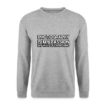 Photography is my passion, my way of expressing - Unisex Sweatshirt - salt & pepper - Front - Alina (178cm) & Michal (187cm)