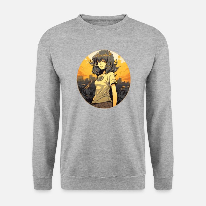 Anime Girl10 - Unisex Pullover - Weißgrau meliert