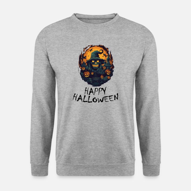 Halloween - Happy Halloween - Unisex Pullover - Weißgrau meliert