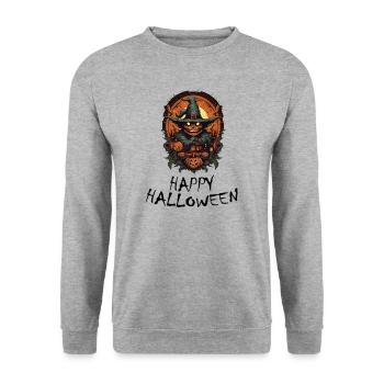Halloween - Happy Halloween - Unisex Pullover - Weißgrau meliert - Vorne - Alina (178cm) & Michal (187cm)