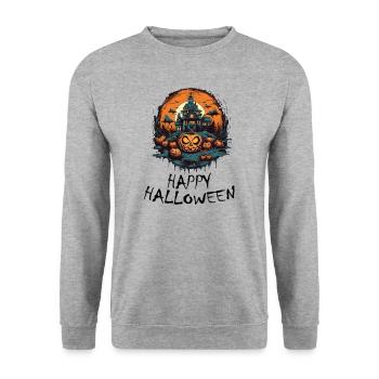 Halloween - Happy Halloween - Unisex Pullover - Weißgrau meliert - Vorne - Alina (178cm) & Michal (187cm)