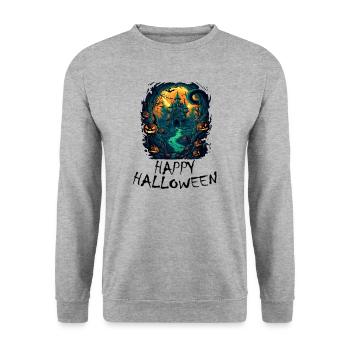 Halloween - Happy Halloween - Unisex Pullover - Weißgrau meliert - Vorne - Alina (178cm) & Michal (187cm)