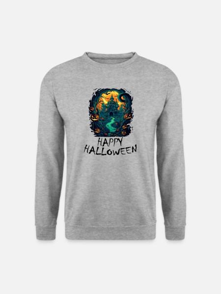 Halloween - Happy Halloween - Unisex Pullover - Weißgrau meliert