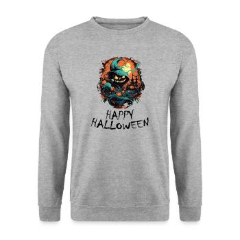 Halloween - Happy Halloween - Unisex Pullover - Weißgrau meliert - Vorne - Alina (178cm) & Michal (187cm)