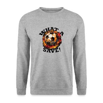 Balle de football - Quelle sauvegarde! - Sweat-shirt Unisexe - gris chiné - Devant - Alina (178cm) & Michal (187cm)