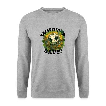 Fußball ball - What a Save! - Unisex Pullover - Weißgrau meliert - Vorne - Alina (178cm) & Michal (187cm)
