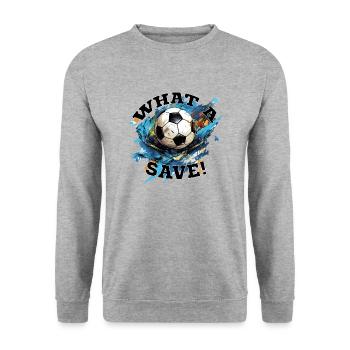 Fußball ball - What a Save! - Unisex Pullover - Weißgrau meliert - Vorne - Alina (178cm) & Michal (187cm)