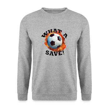Fußball ball - What a Save! - Unisex Pullover - Weißgrau meliert - Vorne - Alina (178cm) & Michal (187cm)