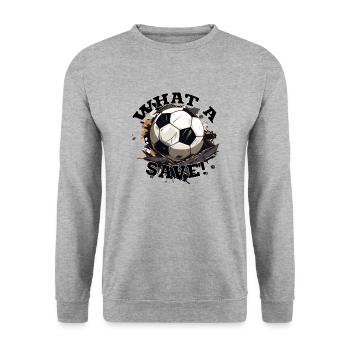 Balle de football - Quelle sauvegarde! - Sweat-shirt Unisexe - gris chiné - Devant - Alina (178cm) & Michal (187cm)