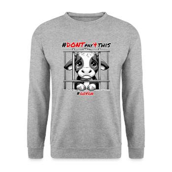 Kalb hinter Gittern Schwarz - Dont pay for This - Unisex Pullover - Weißgrau meliert - Vorne - Alina (178cm) & Michal (187cm)