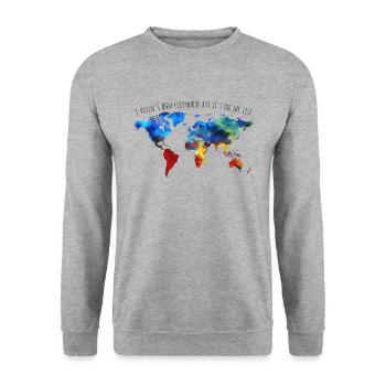 I Haven't Been Everywhere But It's On My List - Unisex Pullover - Weißgrau meliert - Vorne - Alina (178cm) & Michal (187cm)