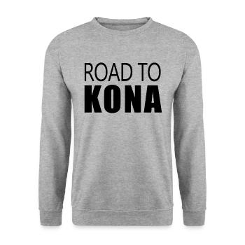 ROUTE VERS KONA DESIGN TRIATHLON HAWAII SWIM BIKE RUN - Sweat-shirt Unisexe - gris chiné - Devant - Alina (178cm) & Michal (187cm)