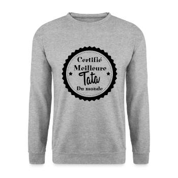 Certifié meilleure Tata du monde - Sweat-shirt Unisexe - gris chiné - Devant - Alina (178cm) & Michal (187cm)