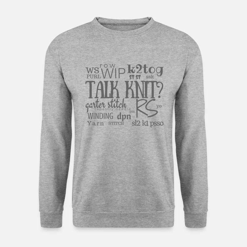 Talk-Knit?, Grau - Unisex Pullover - Weißgrau meliert
