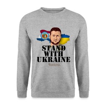 Missouri Ukraine Flag Supporter Design - Unisex Sweatshirt - salt & pepper - Front - Alina (178cm) & Michal (187cm)