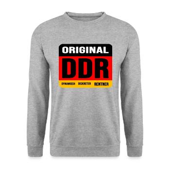 Rentner im Ruhestand "Nostalgie Ost Rente" - Unisex Pullover - Weißgrau meliert - Vorne - Alina (178cm) & Michal (187cm)