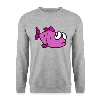 Poisson cool mignon drôle - Sweat-shirt Unisexe - gris chiné - Devant - Alina (178cm) & Michal (187cm)