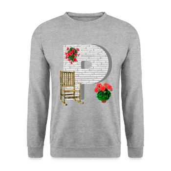 garten p - Unisex Pullover - Weißgrau meliert - Vorne - Alina (178cm) & Michal (187cm)