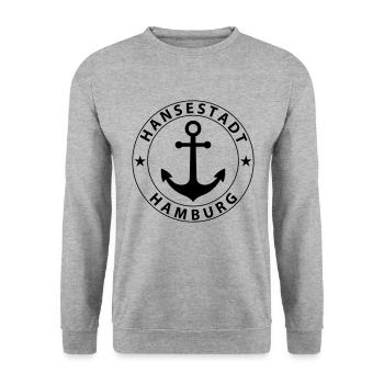 Hamburg Design - Sweat-shirt Unisexe - gris chiné - Devant - Alina (178cm) & Michal (187cm)
