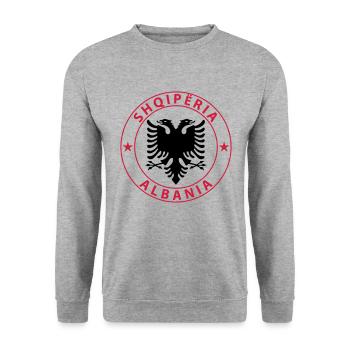Albania - Unisex Pullover - Weißgrau meliert - Vorne - Alina (178cm) & Michal (187cm)