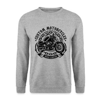 MOTO CUSTOM - Noir - Sweat-shirt Unisexe - gris chiné - Devant - Alina (178cm) & Michal (187cm)
