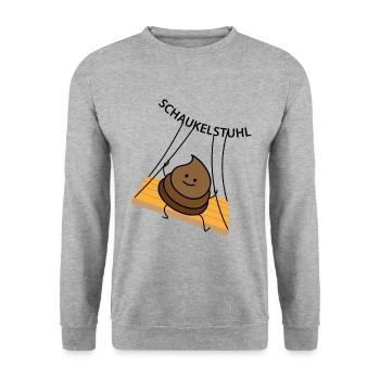 Lustige Kacke auf der Schaukel - Unisex Pullover - Weißgrau meliert - Vorne - Alina (178cm) & Michal (187cm)