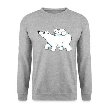 Niedlicher Lustiger Cooler Baby Eisbär Winter - Unisex Pullover - Weißgrau meliert - Vorne - Alina (178cm) & Michal (187cm)