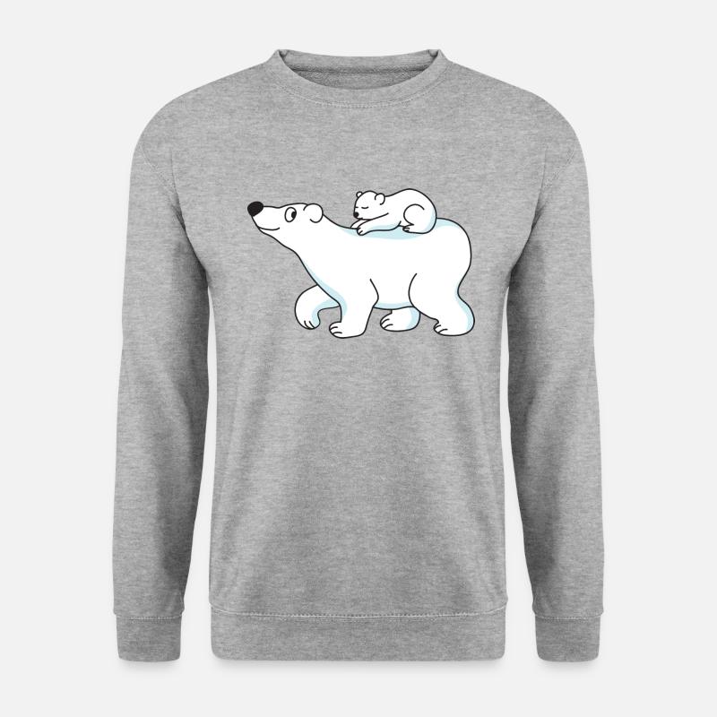 Niedlicher Lustiger Cooler Baby Eisbär Winter - Unisex Pullover - Weißgrau meliert