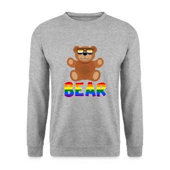 Homosexueller Bär - Unisex Pullover - Weißgrau meliert - Vorne - Alina (178cm) & Michal (187cm)