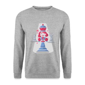 Schach Königin Dame Schachspielerin - Unisex Pullover - Weißgrau meliert - Vorne - Alina (178cm) & Michal (187cm)