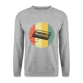Kassette Retro Vintage - Unisex Pullover - Weißgrau meliert - Vorne - Alina (178cm) & Michal (187cm)