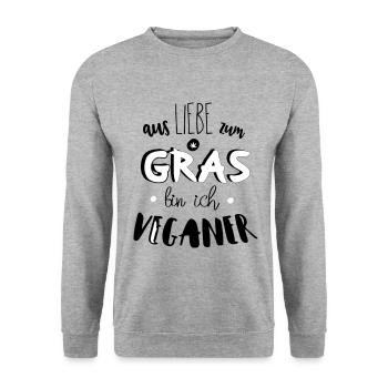 Lustiger Veganer Kiffer Gras Spruch Geschenk - Unisex Pullover - Weißgrau meliert - Vorne - Alina (178cm) & Michal (187cm)