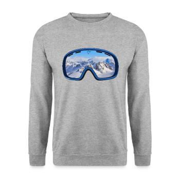 Ski goggles reflect mountain panorama - Unisex Sweatshirt - salt & pepper - Front - Alina (178cm) & Michal (187cm)